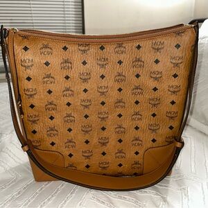 MCM Klara Monogram Visetos Leather Shoulder Hobo Bag - Mint - Like New